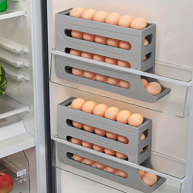 innovador dispensador estante para huevos de 4 capas. Puede contener hasta 30 huevos para almacenar en la puerta lateral del refrigerador.