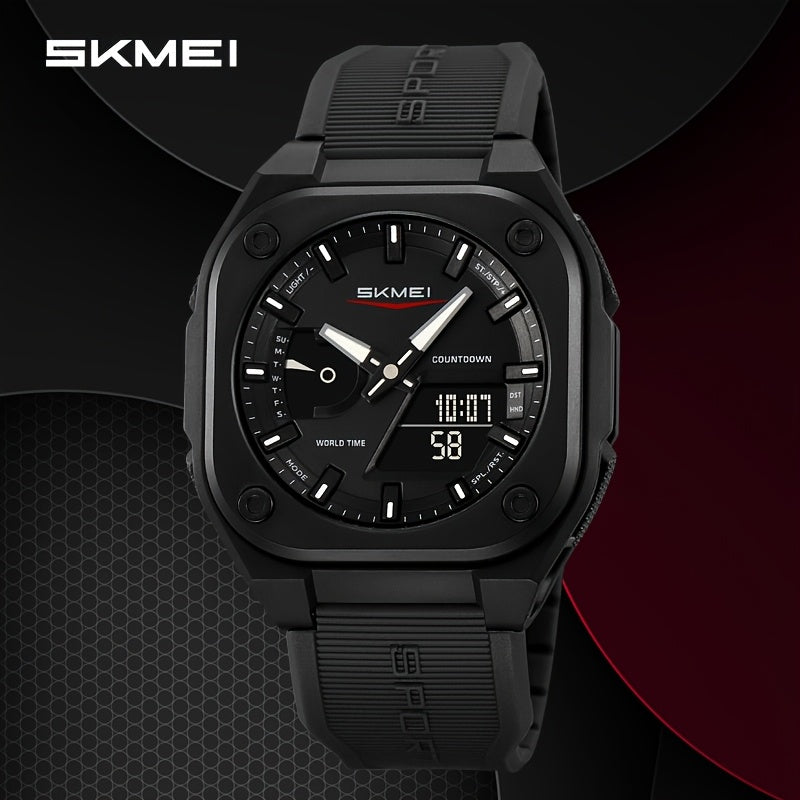 [Reloj analógico digital SKMEI] Reloj analógico digital unisex SKMEI | Pantalla dual, resistente al agua hasta 30 m, cronómetro, ventana de fecha, a prueba de golpes, correa de TPU y hebilla de acero inoxidable, ideal para