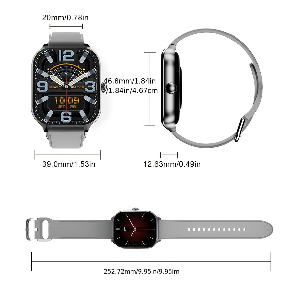 Reloj inteligente con pantalla grande de 1/2 pulgada (2.01") para hombre y mujer, compatible con Android/iPhone, más de 100 modos deportivos, pantalla de 5.2 pulgadas con alertas de llamadas y mensajes, compatible con smartp