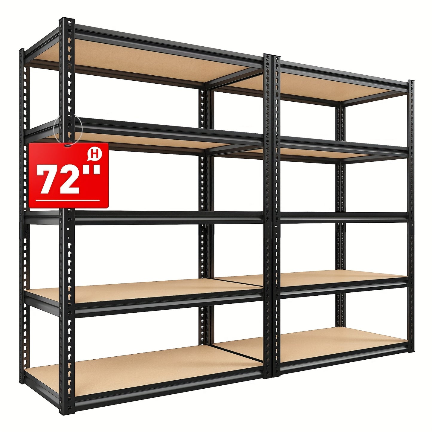 Estantería industrial REIBII de 5 niveles, resistente, con capacidad para 3000 unidades. Estantería independiente ajustable de carbono. Estantes de garaje de 183 cm de alto con fácil montaje en 10 minutos. Ideal para almac