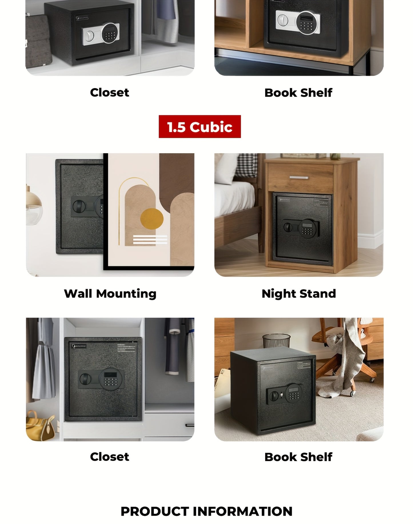 Caja fuerte de acero resistente e ignífuga con bolsa para efectivo - Caja fuerte segura para el hogar con teclado y cerradura, ideal para guardar dinero, documentos y objetos de valor (negra), almacenamiento de objetos de va