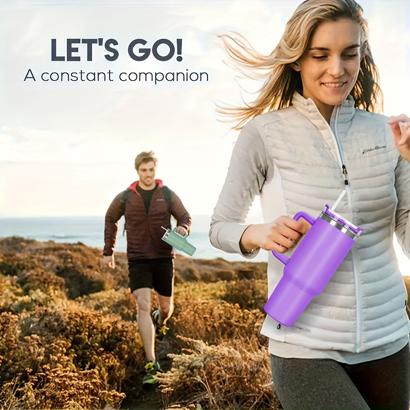 Vaso de acero inoxidable de 1,2 litros con asa y tapa con pajita, taza térmica de viaje para deportes, fitness y actividades al aire libre, reutilizable para coche, botella de agua de gran capacidad (1,2 litros), varios colo