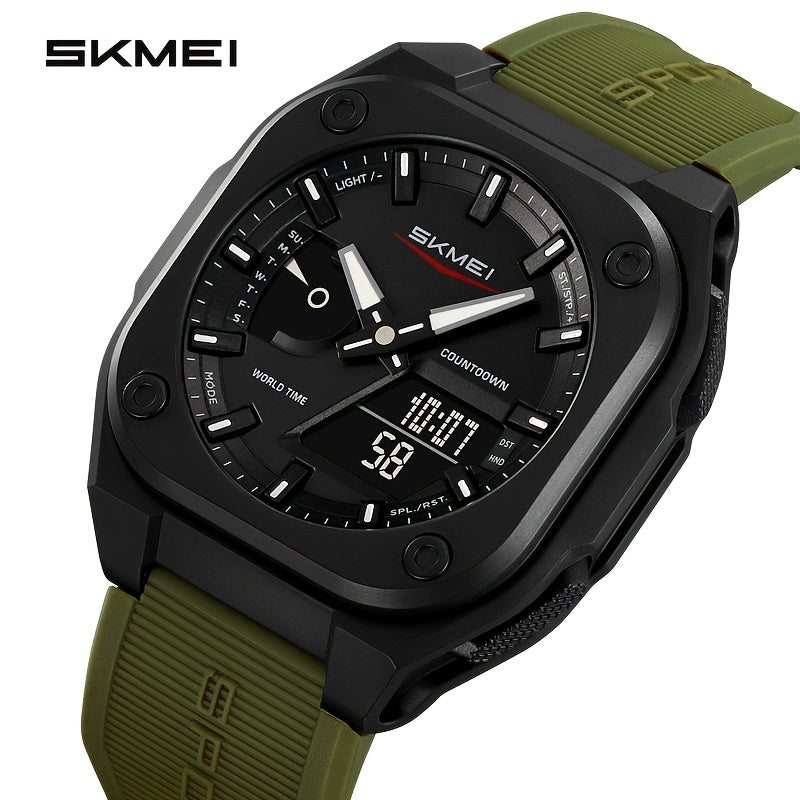 [Reloj analógico digital SKMEI] Reloj analógico digital unisex SKMEI | Pantalla dual, resistente al agua hasta 30 m, cronómetro, ventana de fecha, a prueba de golpes, correa de TPU y hebilla de acero inoxidable, ideal para