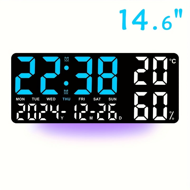Reloj despertador digital LED extragrande con pantalla extragrande, atenuador automático y control remoto. Reloj moderno grande con temperatura, fecha, semana, temporizador/cuenta regresiva, modo 12/24 h, pantalla LED fácil