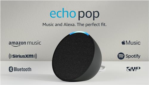 Amazon Echo Pop, nuestro altavoz Alexa más pequeño, cabe en cualquier habitación, color carbón
