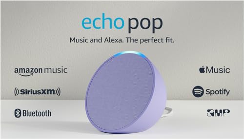 Amazon Echo Pop (modelo más reciente), nuestro altavoz Alexa más pequeño, se adapta a cualquier habitación, Lavanda Bloom