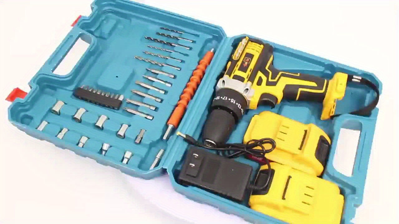 Juego de brocas inalámbricas de iones de litio con batería y cargador rápido, incluye broca de impacto y destornillador eléctrico con control de velocidad y par. Ideal para reparaciones domésticas y carga rápida. Regalo