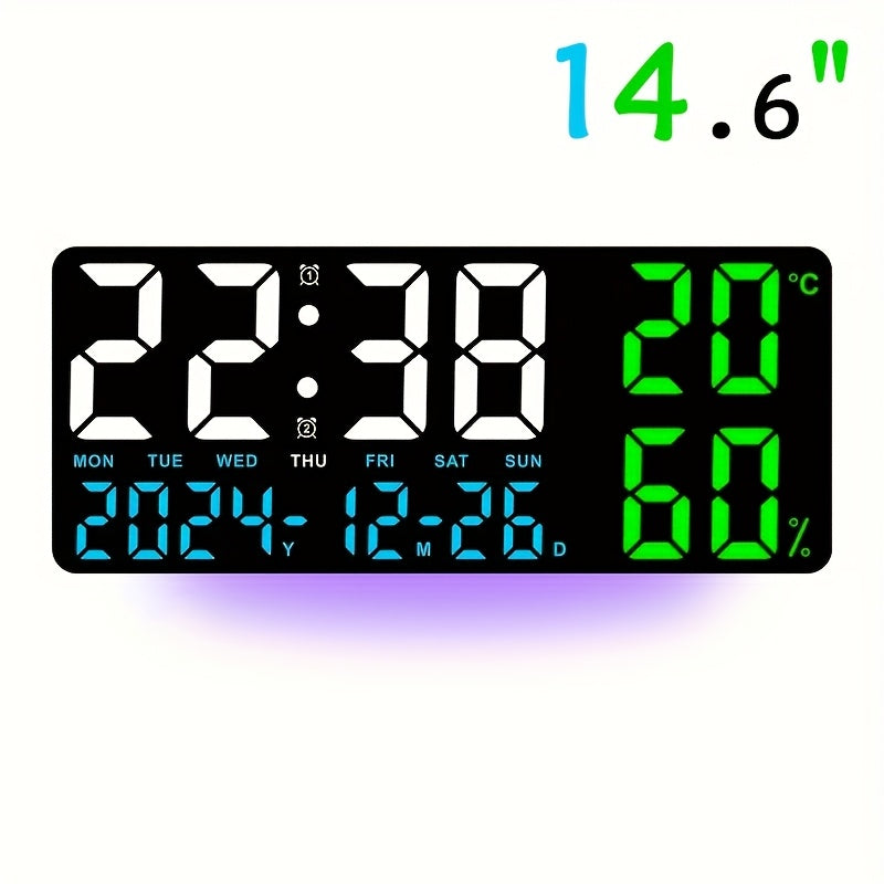 Reloj despertador digital LED extragrande con pantalla extragrande, atenuador automático y control remoto. Reloj moderno grande con temperatura, fecha, semana, temporizador/cuenta regresiva, modo 12/24 h, pantalla LED fácil