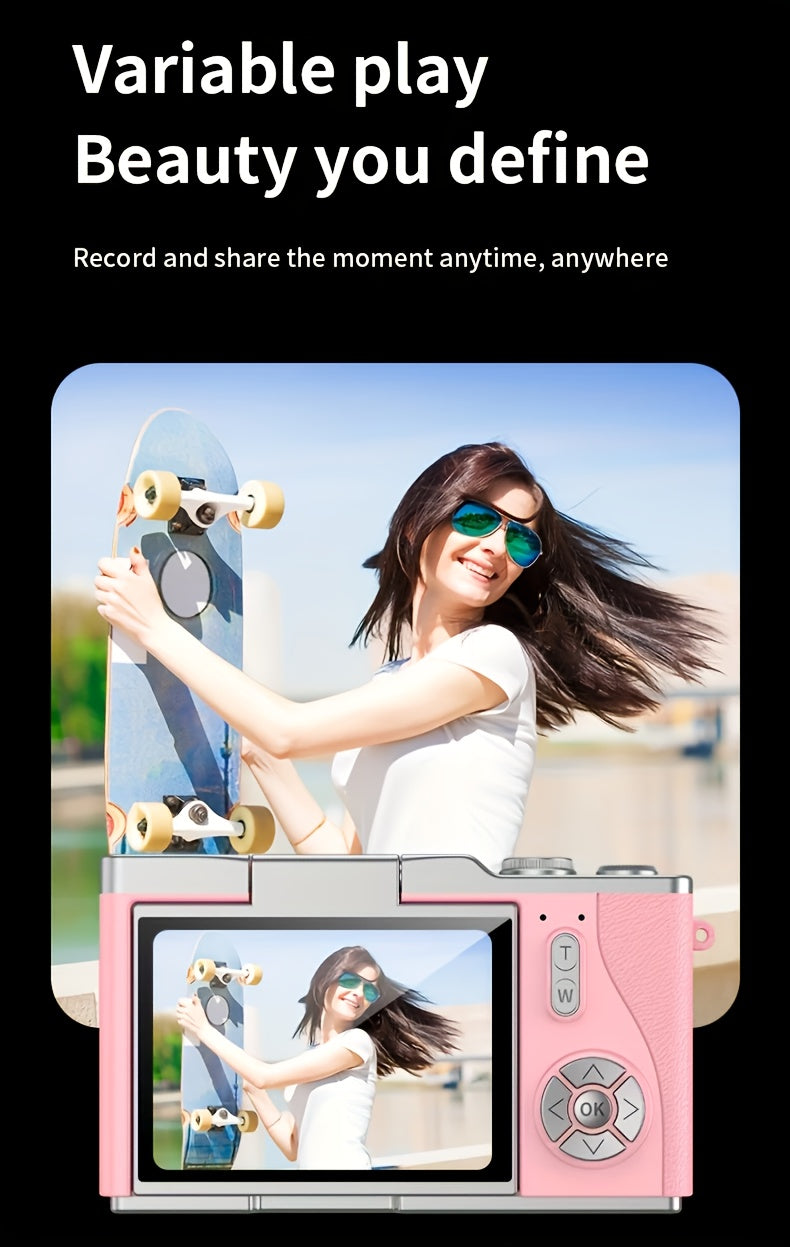 Cámara digital 4K HD con pantalla abatible de 2,4 pulgadas, videocámara profesional para vlogs y fotografía: el regalo perfecto para principiantes en Acción de Gracias y Navidad.