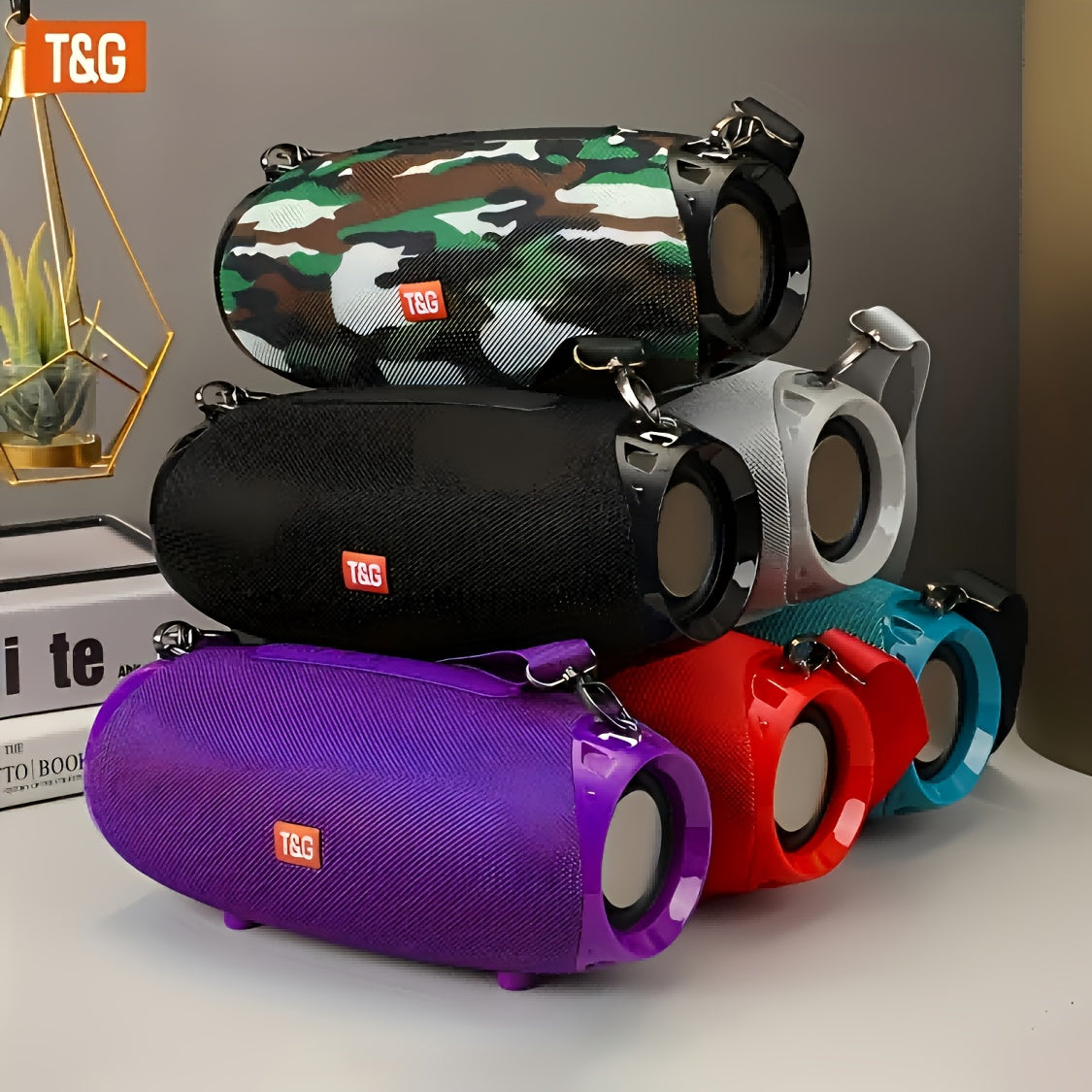 Altavoz inalámbrico portátil TG534 con dos altavoces, audio estéreo TWS de alta resolución, manos libres, compatible con FM, tarjeta TF y disco U, conexión a teléfono móvil, tableta y TV, compatible con tarjeta TF, uni