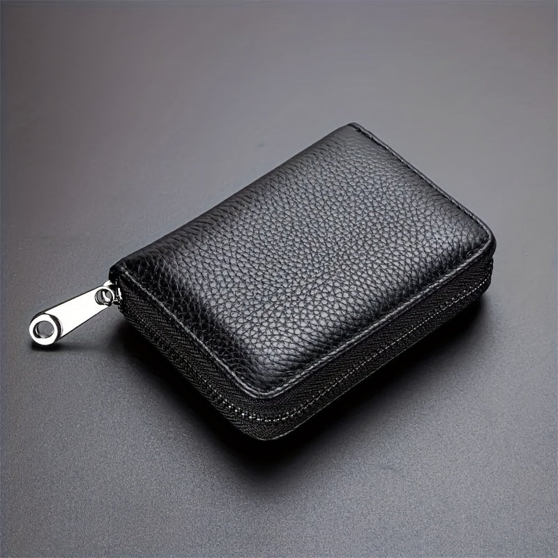 Cartera ultrafina de piel sintética con bloqueo RFID para hombre: 20 ranuras para tarjetas + 2 para DNI, cierre de cremallera seguro, diseño minimalista y elegante, resistente para uso diario y profesional, regalo perfecto