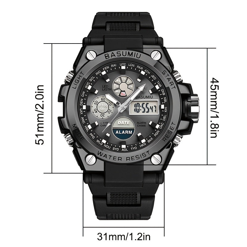 Un reloj deportivo de doble pantalla para hombres, una opción elegante para regalar.