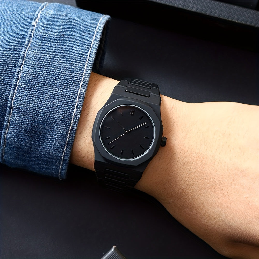 [Relojes de cuarzo para hombres] Reloj de cuarzo para hombre con números arábigos negros, relojes de estilo informal de negocios para hombres, diseño minimalista para vestimenta informal, reloj perfecto para Halloween, Nav