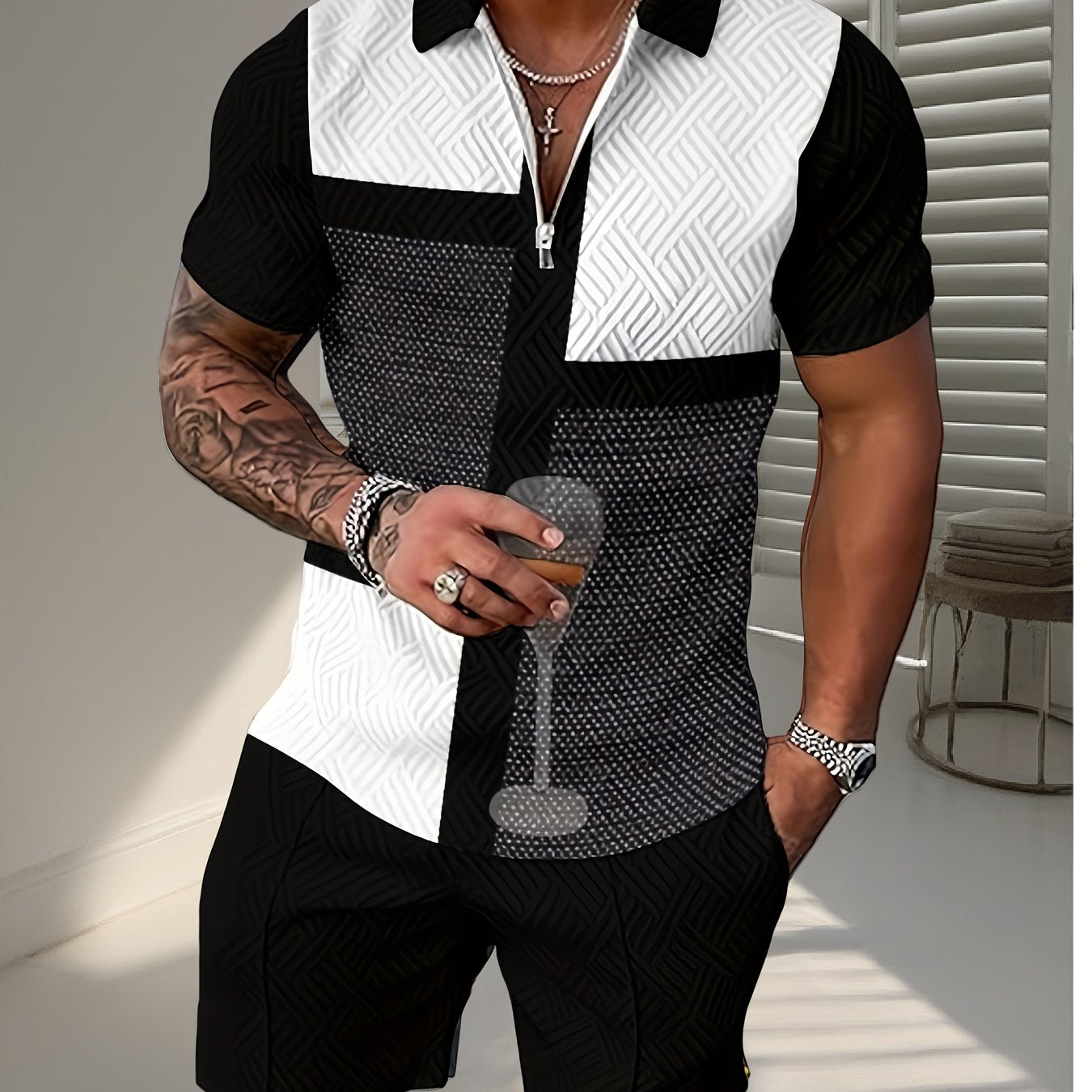 Conjunto de 2 piezas de manga corta y pantalón corto deportivo para hombre: ideal para el gimnasio y la calle | Traje deportivo