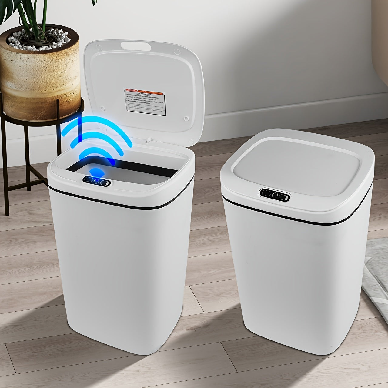 Basureros inteligentes con sensor de movimiento, manos libres, eléctricos para cocinas y baños, ideales para oficinas, hoteles, cocinas, dormitorios, baños, espacios públicos y exteriores.