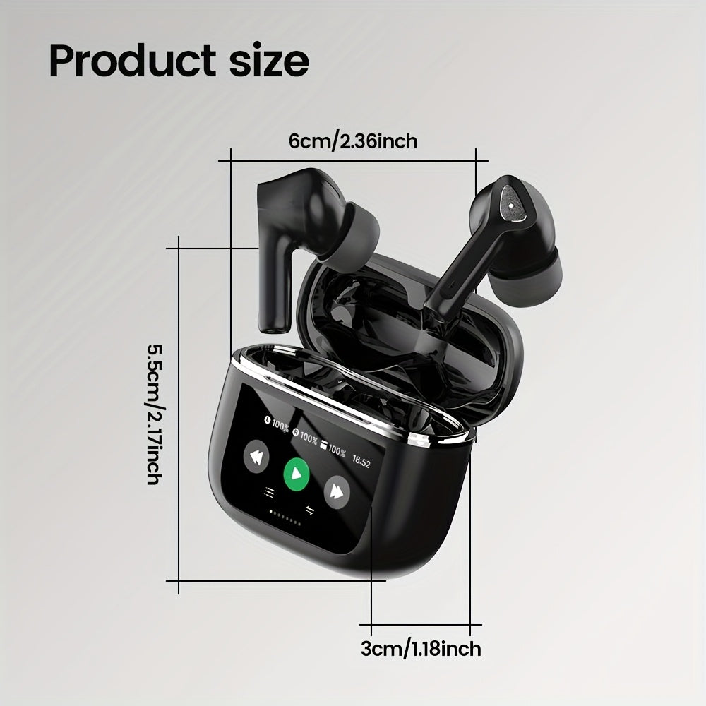 Auriculares inalámbricos con pantalla táctil de 5.3", batería de larga duración de 50 h, graves profundos, micrófono HD, aptos para teléfonos móviles, tabletas y portátiles. Auriculares inalámbricos con carga inalám