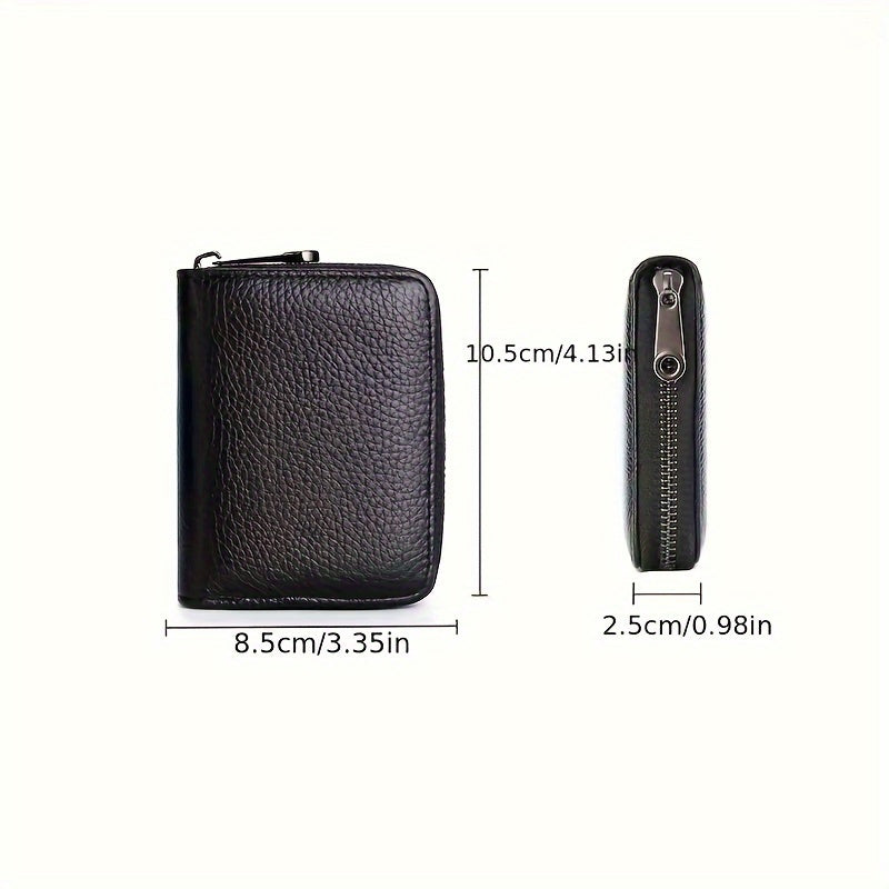 Cartera ultrafina de piel sintética con bloqueo RFID para hombre: 20 ranuras para tarjetas + 2 para DNI, cierre de cremallera seguro, diseño minimalista y elegante, resistente para uso diario y profesional, regalo perfecto