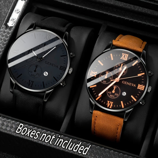 Set de 2 piezas reloj para hombres de cuarzo con correa de cuero y de lujo.
Regalo perfecto para cualquier ocasión.