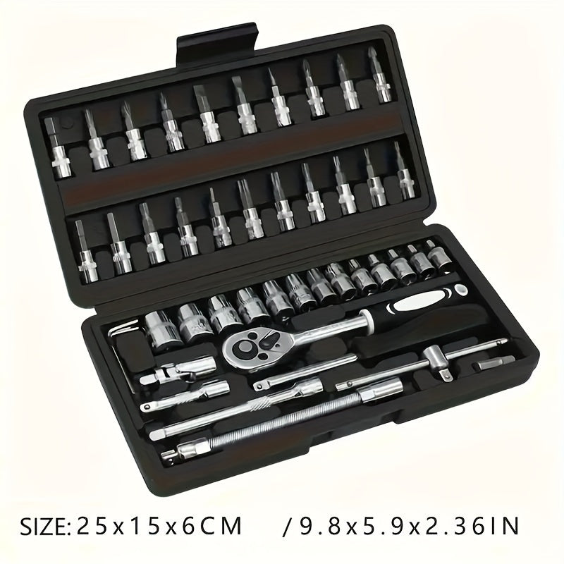 Kit de herramientas automotrices profesionales de 325/53/46 piezas - Juegos de herramientas premium para el mantenimiento de autos, motos y bicicletas - Solución compacta, portátil y todo en uno con llave de trinquete, jueg