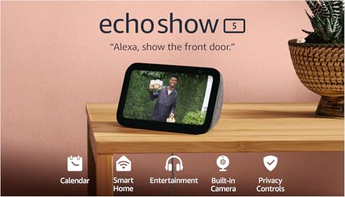Amazon Echo Show 5, pantalla inteligente con el doble de graves y un sonido más nítido, color carbón