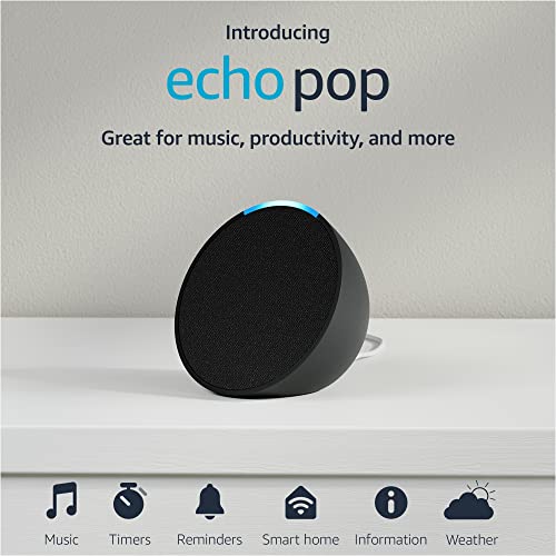Amazon Echo Pop, nuestro altavoz Alexa más pequeño, cabe en cualquier habitación, color carbón