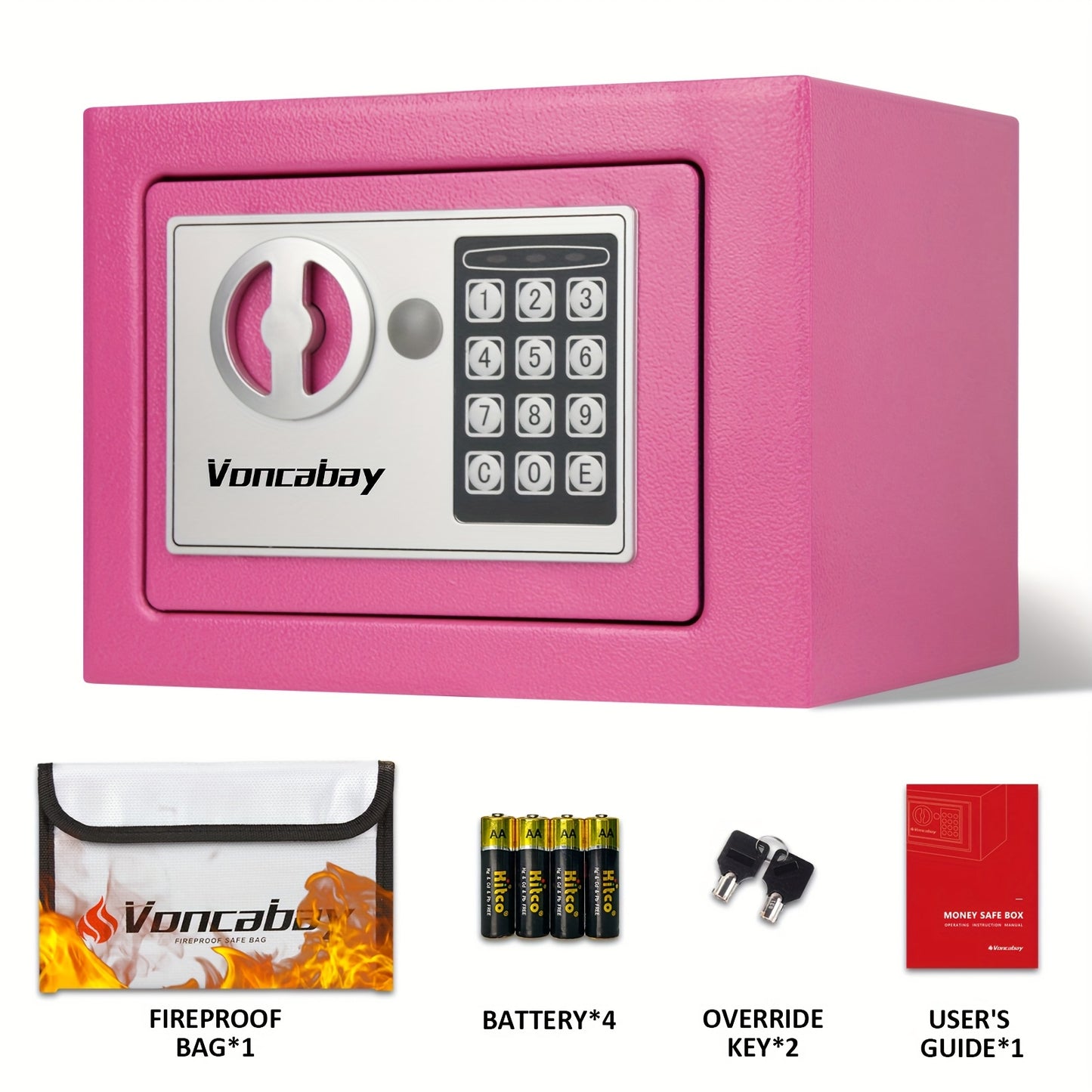 Caja fuerte de acero resistente e ignífuga con bolsa para efectivo - Caja fuerte segura para el hogar con teclado y cerradura, ideal para guardar dinero, documentos y objetos de valor (negra), almacenamiento de objetos de va