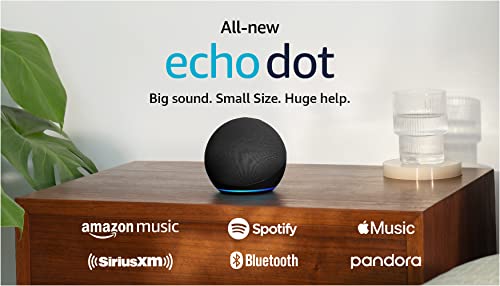 Amazon Echo Dot, altavoz Alexa con sonido vibrante, ideal para dormitorios, comedores y oficinas, color carbón