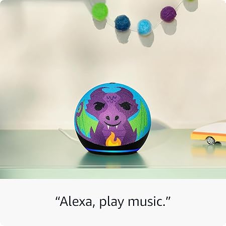 Amazon Echo Dot Kids con Alexa, diseñado para niños, con control parental, incluye 1 año de Amazon Kids+, Dragón