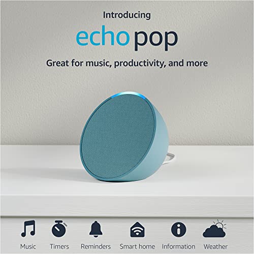 Amazon Echo Pop (modelo más reciente), nuestro altavoz Alexa más pequeño, cabe en cualquier habitación, azul marino medianoche