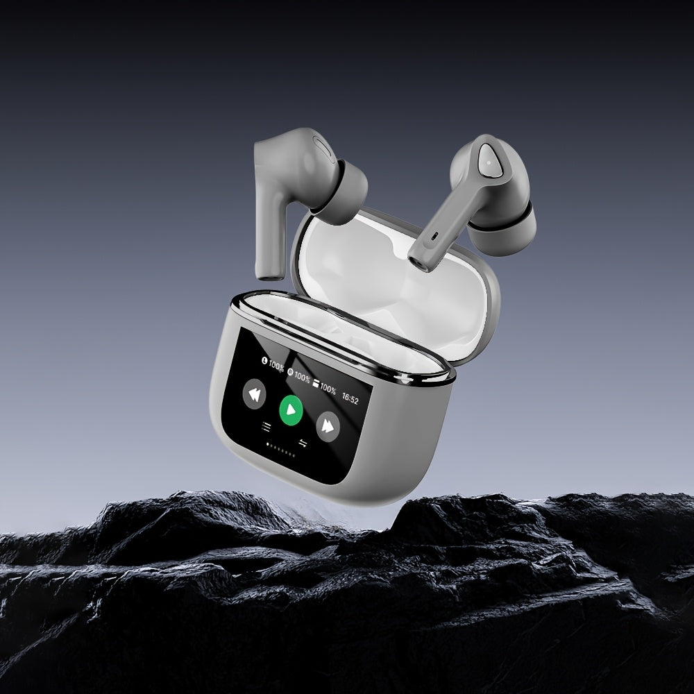 Auriculares inalámbricos con pantalla táctil de 5.3", batería de larga duración de 50 h, graves profundos, micrófono HD, aptos para teléfonos móviles, tabletas y portátiles. Auriculares inalámbricos con carga inalám