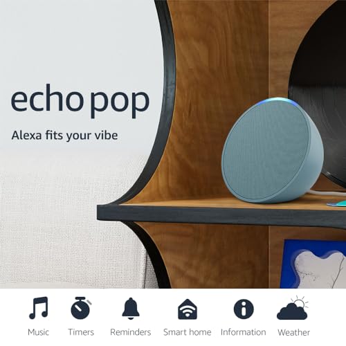 Amazon Echo Pop (modelo más reciente), nuestro altavoz Alexa más pequeño, cabe en cualquier habitación, azul marino medianoche