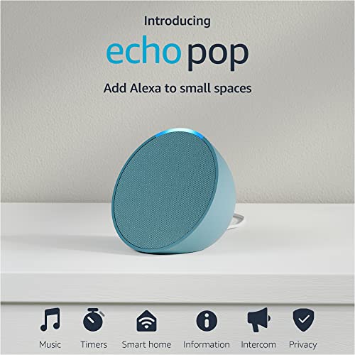 Amazon Echo Pop (modelo más reciente), nuestro altavoz Alexa más pequeño, cabe en cualquier habitación, azul marino medianoche
