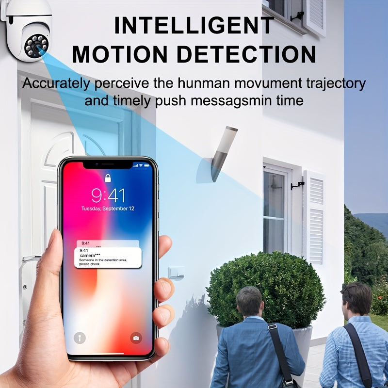 Cámaras de seguridad inteligentes 5G HD con WiFi de 3 MP Full HD, monitoreo panorámico de 360° con control PTZ, alertas de detección de movimiento, visión diurna y nocturna a todo color y audio bidireccional remoto a tra