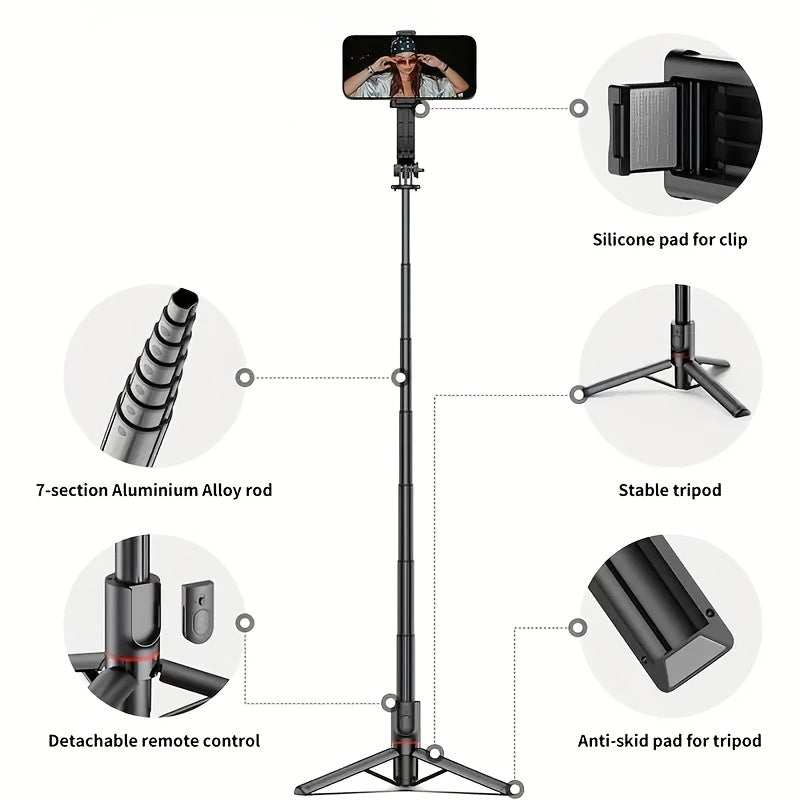 Palo selfie extensible para teléfono de 40 pulgadas, soporte de suelo profesional diseñado para transmisión en vivo con control remoto inalámbrico, trípode para teléfono inteligente, giratorio de 360°, monopié de mano