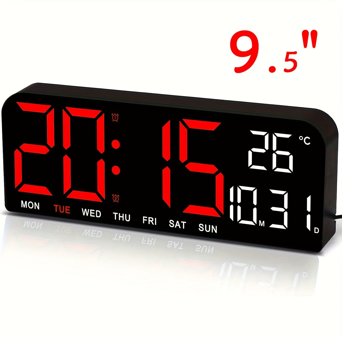 Reloj despertador digital LED extragrande con pantalla extragrande, atenuador automático y control remoto. Reloj moderno grande con temperatura, fecha, semana, temporizador/cuenta regresiva, modo 12/24 h, pantalla LED fácil