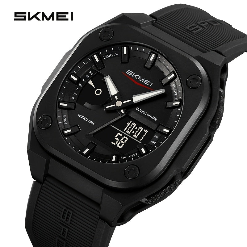 [Reloj analógico digital SKMEI] Reloj analógico digital unisex SKMEI | Pantalla dual, resistente al agua hasta 30 m, cronómetro, ventana de fecha, a prueba de golpes, correa de TPU y hebilla de acero inoxidable, ideal para