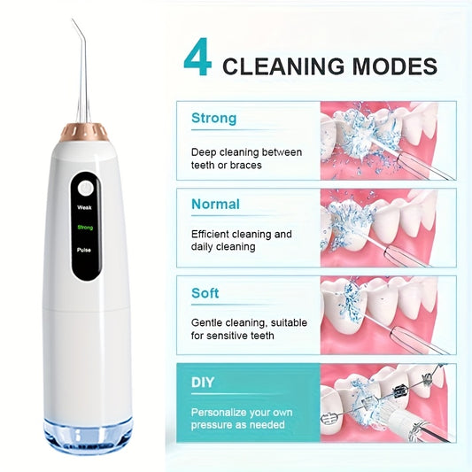 Cepillo dental inalámbrico portátil de 3 modos, recargable para viajes, con hilo dental eléctrico, boquilla de 4 funciones, ideal para el hogar, regalo para el Día de la Madre.