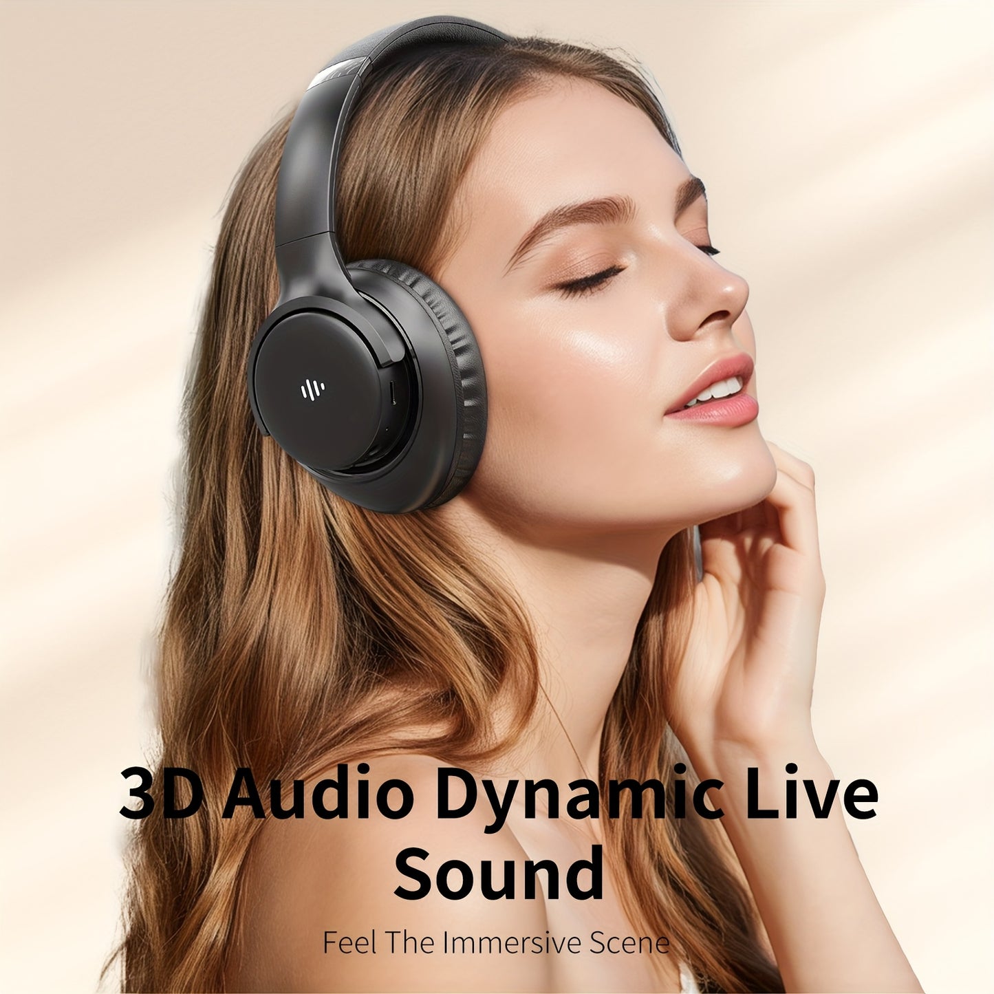 Auriculares supraaurales con micrófono, 65 horas de reproducción, ligeros, plegables y portátiles, con graves estéreo, llamadas manos libres, ideales para juegos, PC y teléfonos móviles, con cancelación de ruido ENC |