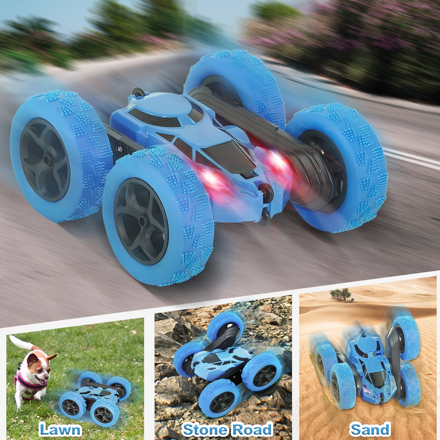 Coche teledirigido para niños de 6 a 12 años, tracción en las cuatro ruedas, giro de 360°, luces LED de 2,4 GHz y alta velocidad todoterreno. Ideal para regalo de cumpleaños o Navidad (Navidad, Halloween, Pascua).