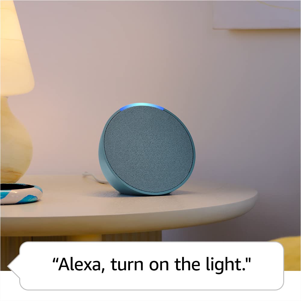 Amazon Echo Pop (modelo más reciente), nuestro altavoz Alexa más pequeño, se adapta a cualquier habitación, blanco glaciar