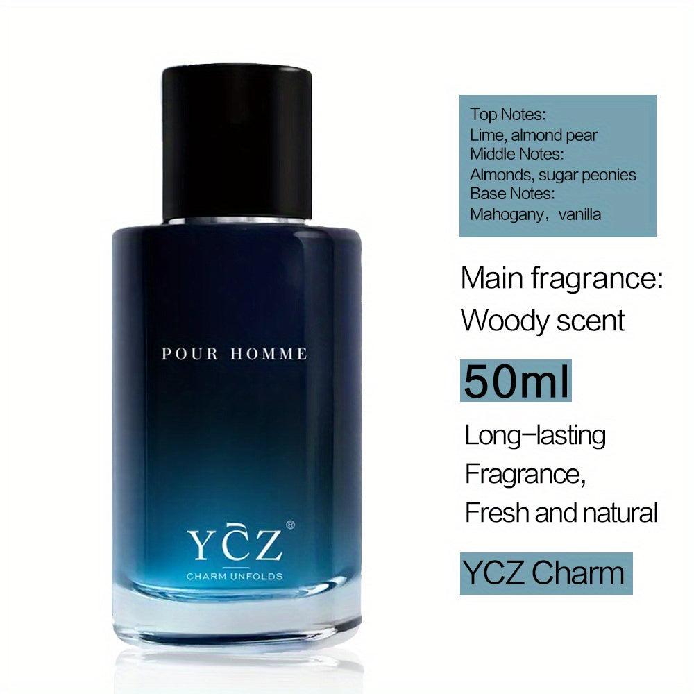 Colonia para hombre de 50 ml - Seductora fragancia oriental amaderada con pomelo, jengibre y almizcle | Sin BPA, a base de alcohol ni formaldehído | Aroma fresco y duradero para citas y ropa informal | Regalo ideal