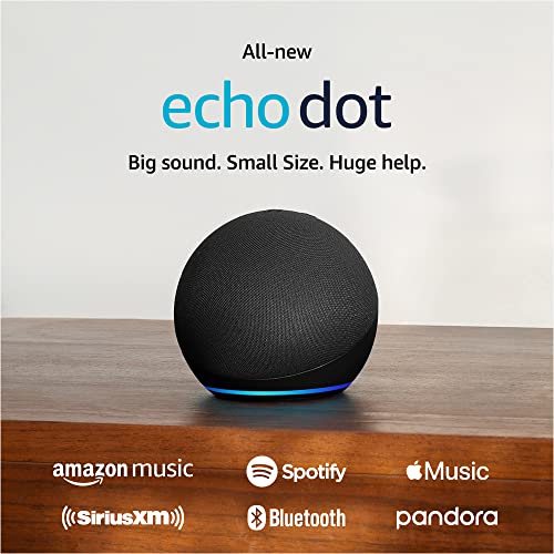 Amazon Echo Dot, altavoz Alexa con sonido vibrante, ideal para dormitorios, comedores y oficinas, color carbón