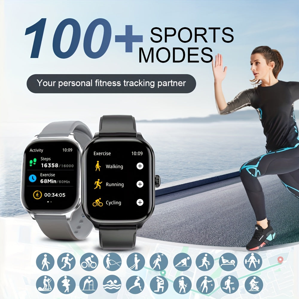 Reloj inteligente con pantalla grande de 1/2 pulgada (2.01") para hombre y mujer, compatible con Android/iPhone, más de 100 modos deportivos, pantalla de 5.2 pulgadas con alertas de llamadas y mensajes, compatible con smartp
