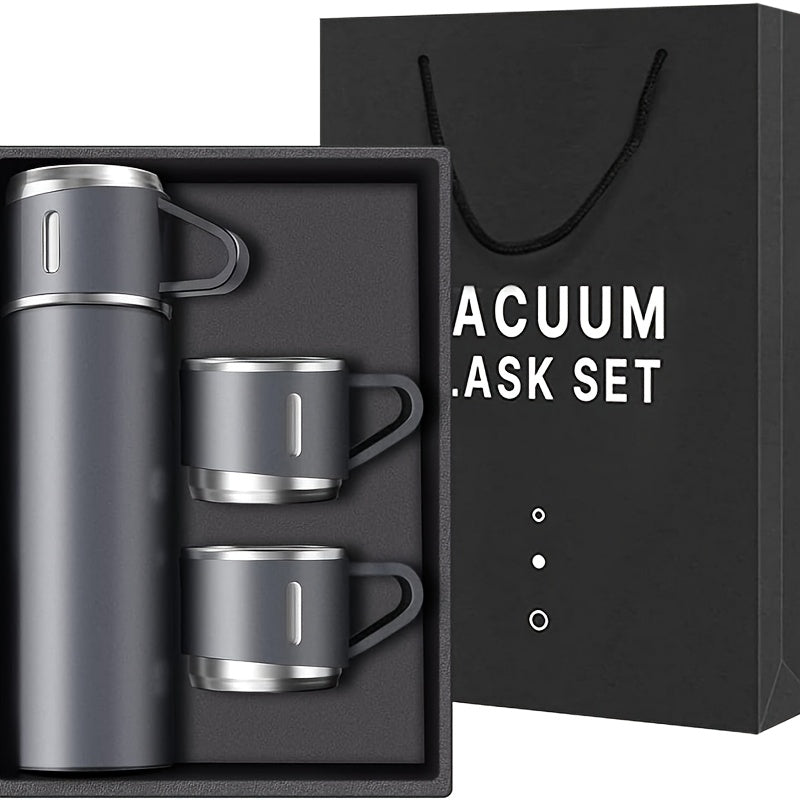 Botella térmica de acero inoxidable de 500 ml/16,9 oz con aislamiento al vacío y taza: aislamiento térmico de doble pared, taza de viaje a prueba de fugas, mantiene bebidas calientes o frías durante horas, elegante color