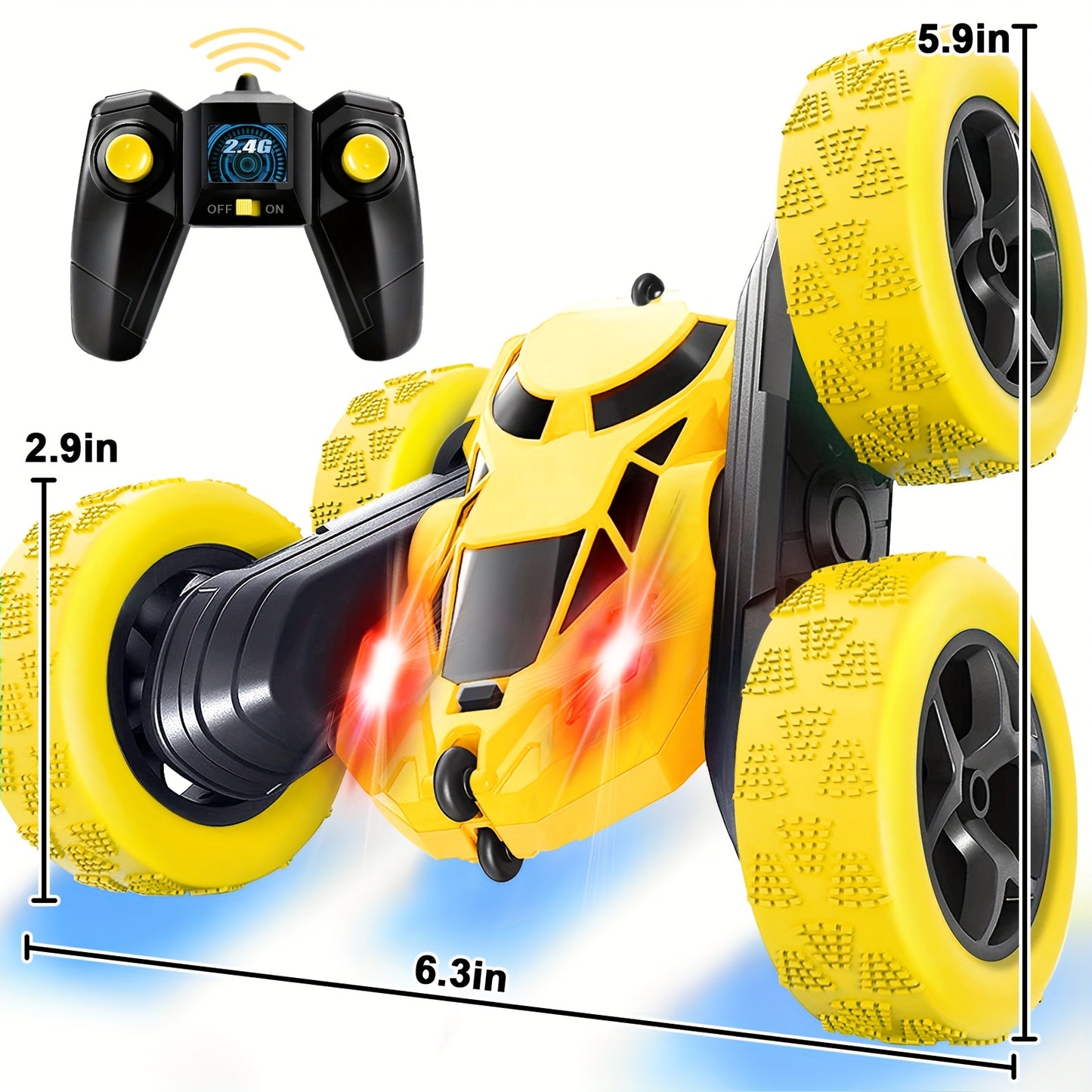 Coche teledirigido para niños de 6 a 12 años, tracción en las cuatro ruedas, giro de 360°, luces LED de 2,4 GHz y alta velocidad todoterreno. Ideal para regalo de cumpleaños o Navidad (Navidad, Halloween, Pascua).