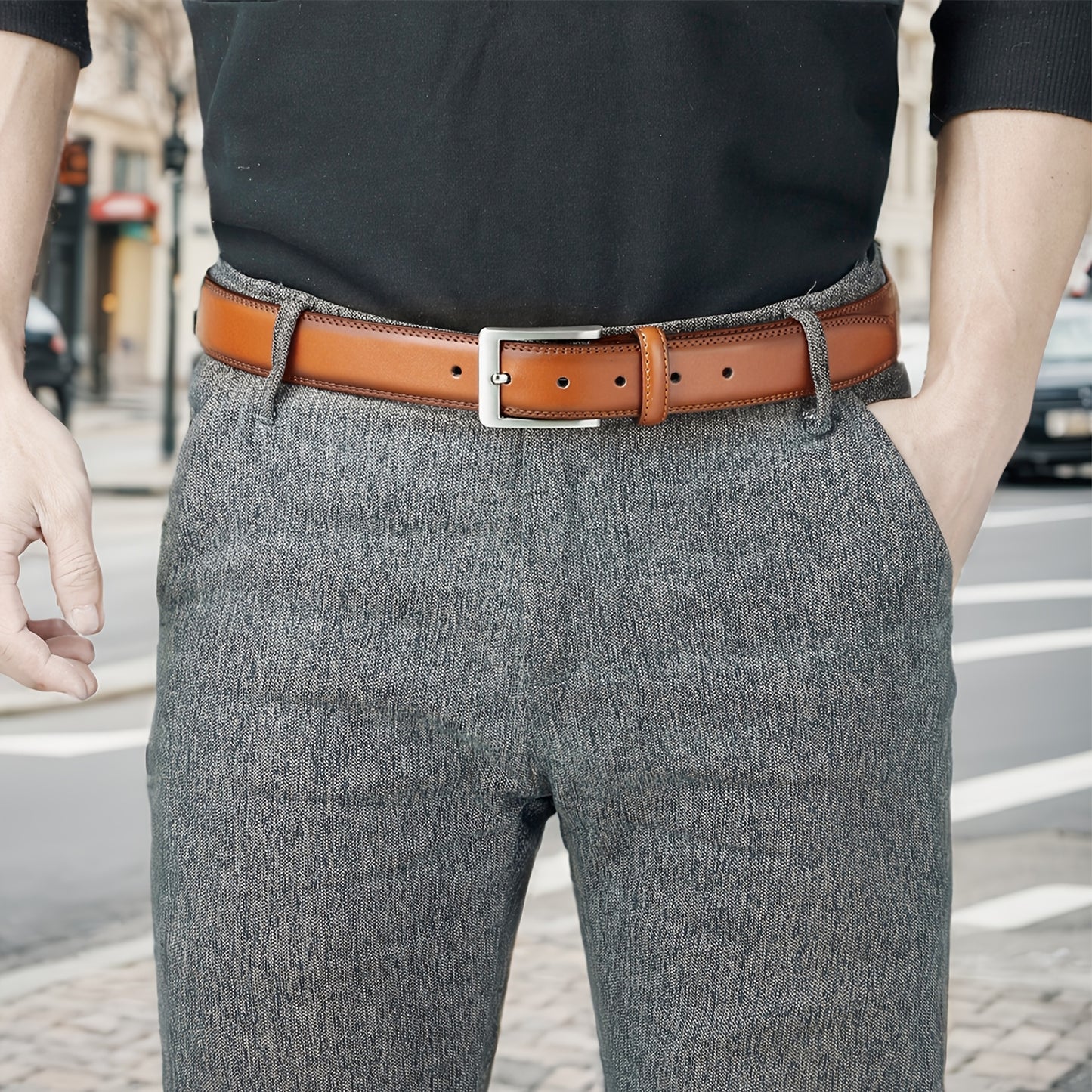 Cinturón de hombre (2 piezas) de cuero genuino para vestir, informal, golf, pantalones vaqueros, 3,5 cm. Cinturones con hebilla, cinturón de trabajo, cinturón para hombre, hebillas para mujer, cinturón para vaqueros, cint