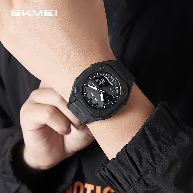 [Reloj analógico digital SKMEI] Reloj analógico digital unisex SKMEI | Pantalla dual, resistente al agua hasta 30 m, cronómetro, ventana de fecha, a prueba de golpes, correa de TPU y hebilla de acero inoxidable, ideal para