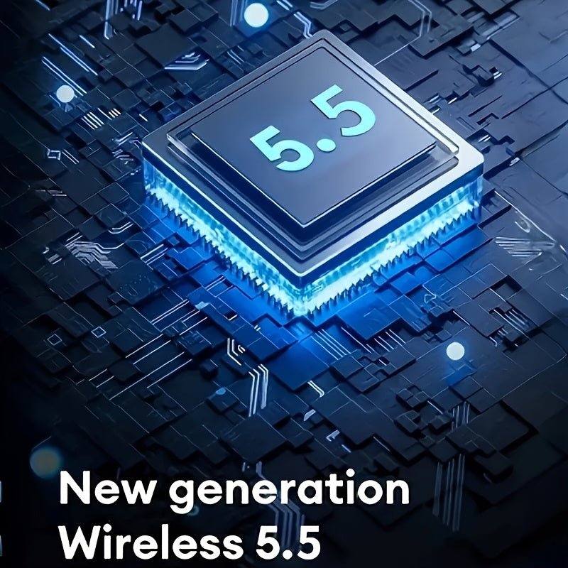 Auriculares inalámbricos de 5.5" con sonido estéreo de graves, micrófono con cancelación de ruido y pantalla LED, intraaurales, 40 horas de reproducción, ideales para portátiles, tabletas, teléfonos móviles y para pra