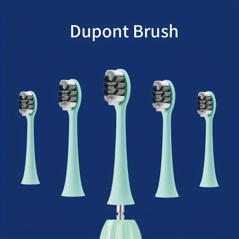 Cepillo de dientes eléctrico sónico resistente al agua IPX8 con carga USB, ideal para parejas, con cabezal reemplazable y eje metálico, temporizador inteligente y 5 cabezales de repuesto.