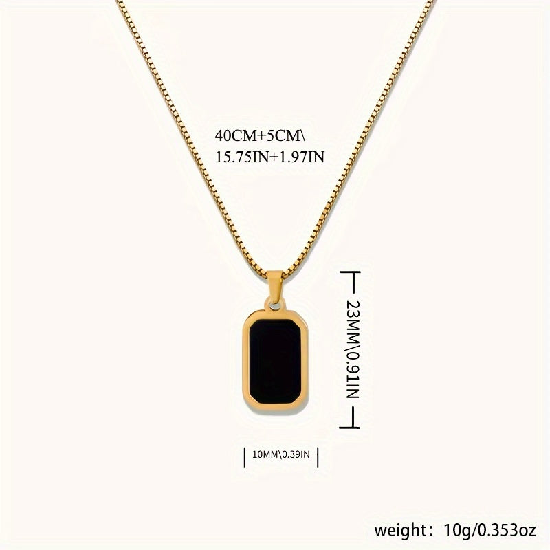 [Colgante elegante] Collar rectangular negro con baño de oro de 18 quilates | Elegante, perfecto para uso diario y como accesorio de vacaciones, regalo ideal de San Valentín para mujer.